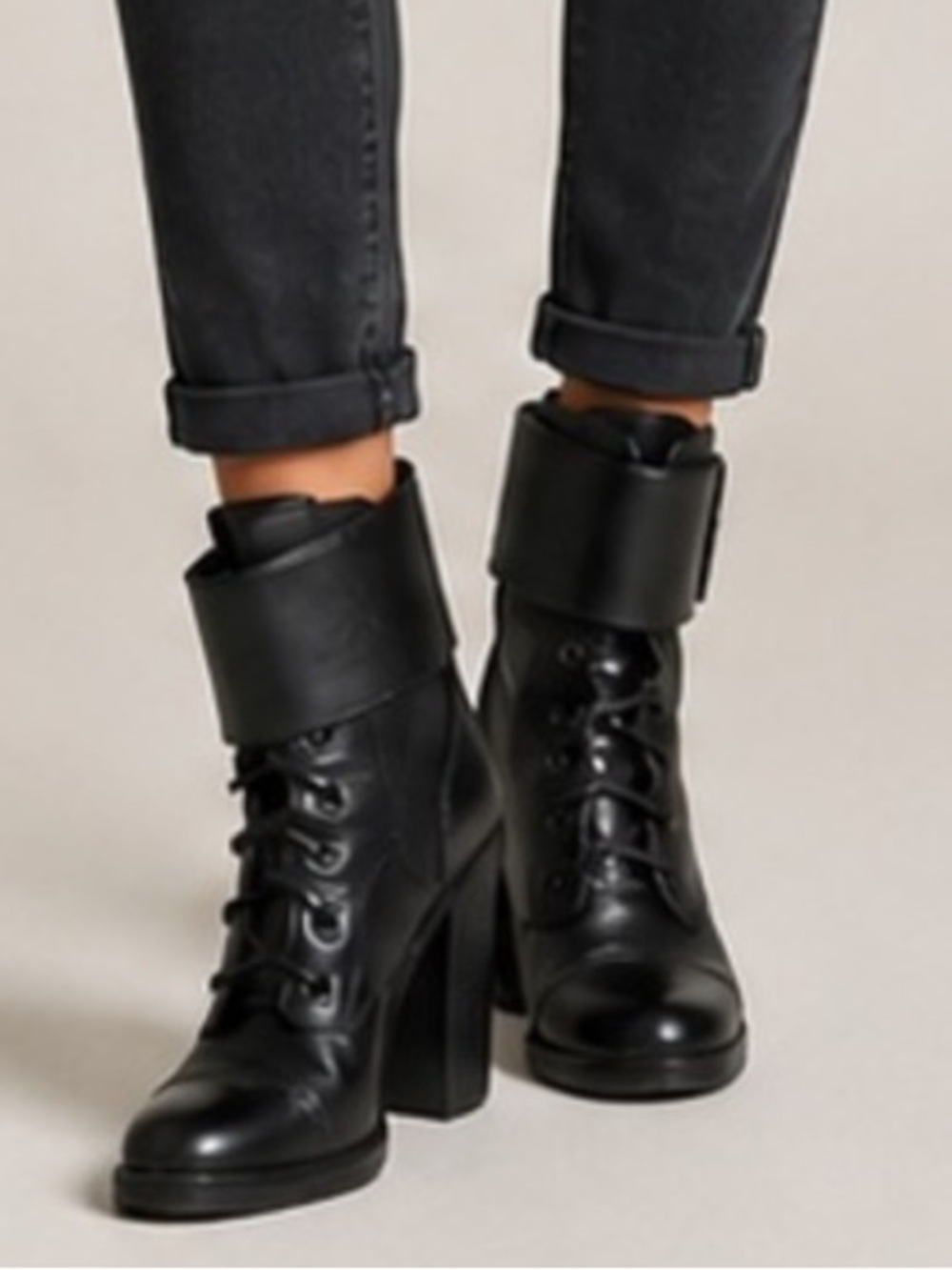 Tory Burch Broome black leather combat boots 8M